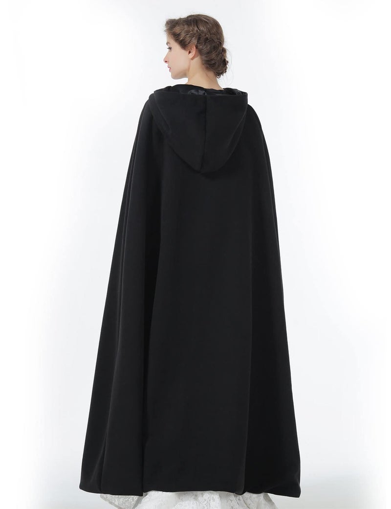 BEAUTELICATE Hooded Cloak Wedding Cape for Women Bridal Winter Robe Wool Blend Halloween Costume Christmas - Image 4